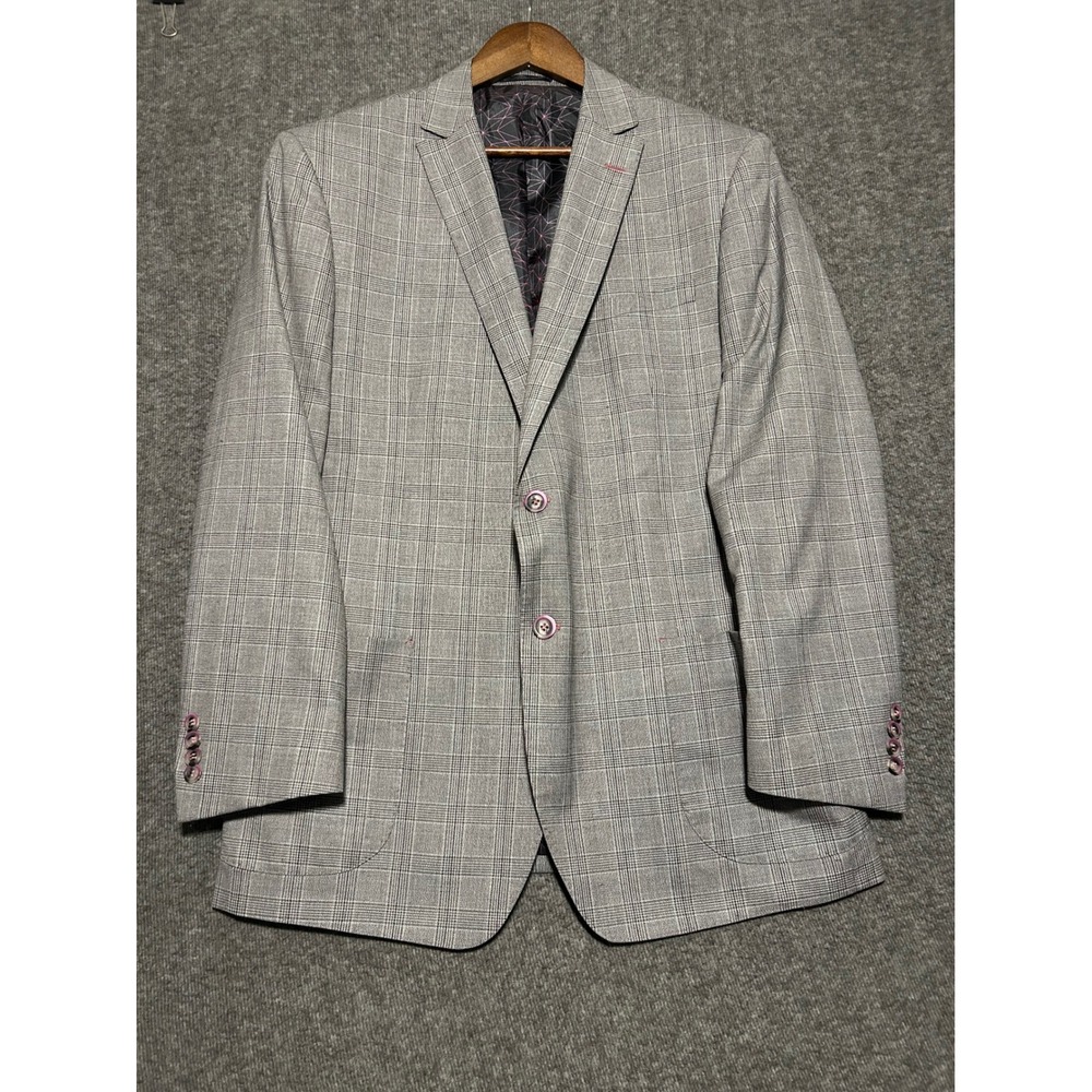 Maceoo Algebra 108 sport blazer jacket gray size 48 viscose blend plaid
